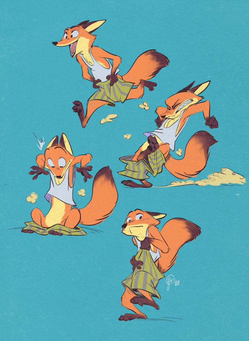 2023 absurd_res anthro barefoot bottomwear bottomwear_down bottomwear_pull canid canine claws clenched_teeth clothed clothing clothing_pull disney ears_back ears_up edtropolis exposed eyes_closed fangs featureless_crotch feet fox fur hi_res looking_down male mammal multiple_images nick_wilde open_mouth pants pants_down partially_clothed pivoted_ears raised_tail running shirt shorts shorts_down shorts_pull signature solo tail tank_top teeth toe_claws tongue topwear wide_eyed zootopia