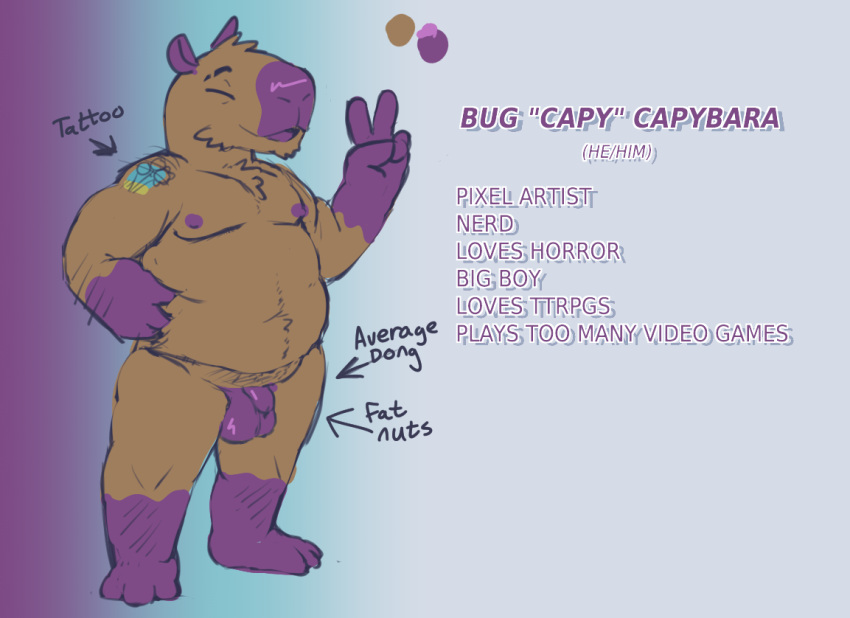 anthro bugbeargoo capybara caviid male mammal model_sheet rodent solo