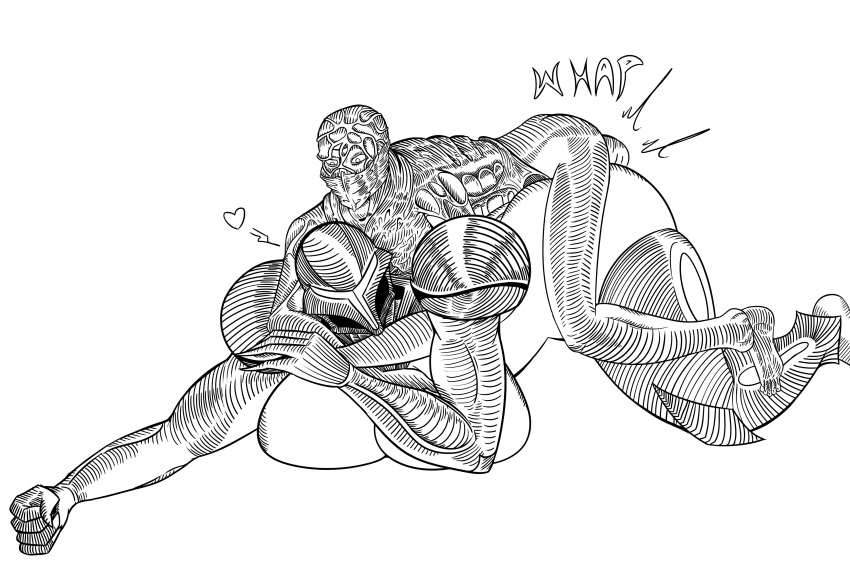 &lt;3 absurd_res alien alien_humanoid ambiguous_penetration armor bald balls big_breasts black_and_white breasts breasts_on_ground dark_samus detailed duo female flesh_creature from_behind_position genitals gigeresque_(genre) goo_creature goo_humanoid hi_res humanoid looking_at_another looking_at_partner looking_back male male/female metroid metroid_(species) metroid_prime monochrome mouthless nintendo onomatopoeia penetration protagonist_(scorn) scorn_(game) sex sound_effects text thick_thighs unknown_artist vein whap
