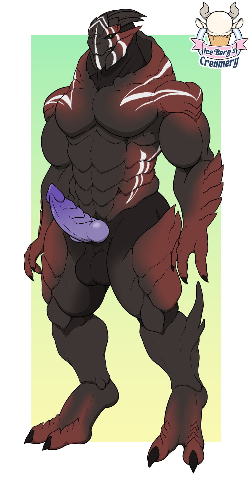1ceberg absurd_res alien anthro balls erection front_view genitals hi_res male markings mass_effect muscular muscular_male nude pecs solo standing turian