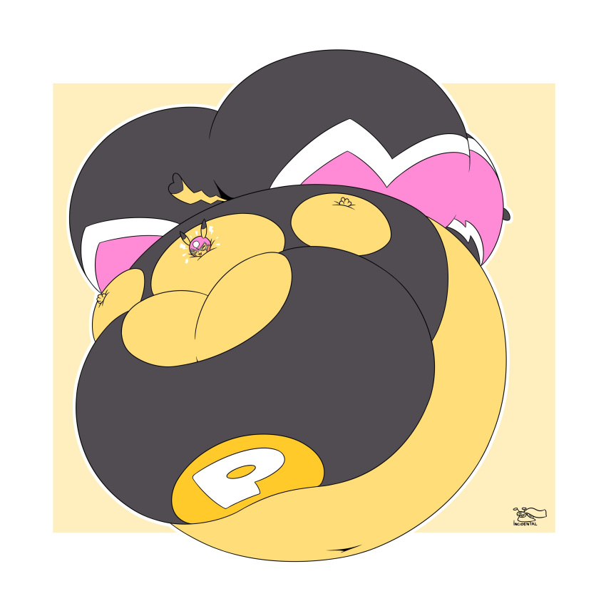 &lt;3 absurd_res anthro belly belly_inflation big_belly big_breasts big_butt black_clothing body_inflation breast_expansion breasts butt butt_expansion clothing cosplay_pikachu_(costume) expansion fan_character female floating fur generation_1_pokemon happy hi_res huge_breasts huge_butt hyper hyper_belly hyper_breasts hyper_butt immobile incidental_(artist) inflation inflation_fetish nintendo pikachu pikachu_libre pokemon pokemon_(species) puffy simple_background solo susie_(reathe) tight_clothing wrestling wrestling_outfit yellow_body yellow_fur