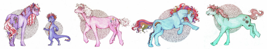 ambiguous_gender anthro curled_hair dragon earth_pony equid equine feral g3_spike_(mlp) group hair hasbro hi_res hooves horse k-eilonwy long_image mammal minty_(mlp) mlp_g3 multicolored_hair multicolored_tail my_little_pony pinkie_pie_(g3) pony pre-g4 rainbow_dash_(g3) rainbow_hair rainbow_tail smile tail wavy_hair wide_image wysteria_(mlp)