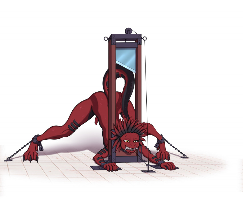 chain conquistabear furx_(character) guillotine imminent_death lizard male reptile scalie solo