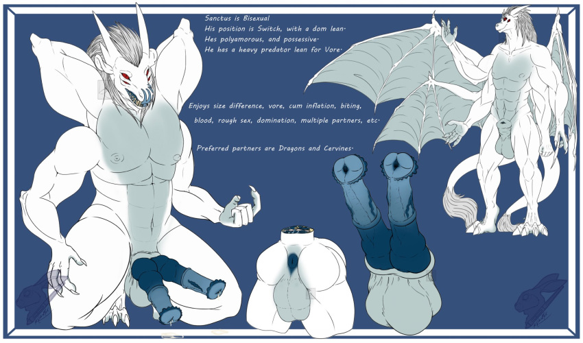 2_penises 4_arms 4_balls 4_eyes 4_wings anthro balls dragon elemental_creature elemental_dragon genitals hi_res ice_dragon male membrane_(anatomy) membranous_wings model_sheet multi_arm multi_balls multi_eye multi_genitalia multi_limb multi_penis multi_wing penis solo tagme wings