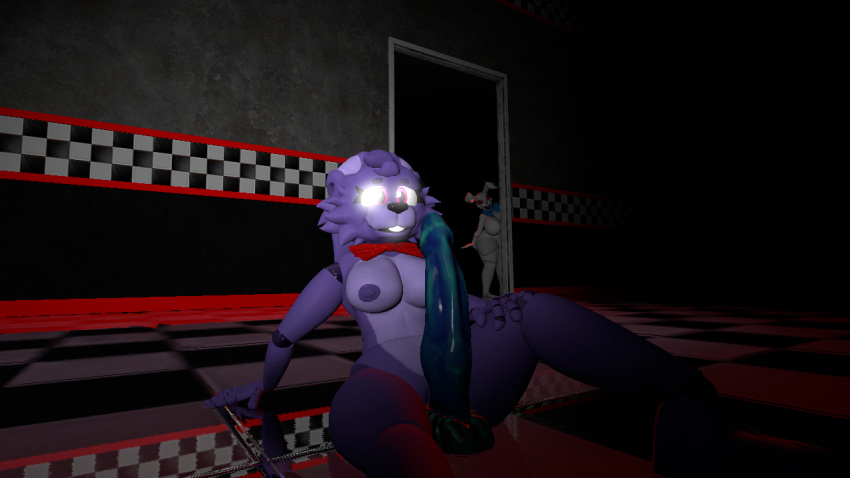 animal_humanoid animatronic anthro being_watched big_breasts big_dildo blue_dildo bonnie_(fnaf) bow_accessory bow_ribbon bow_tie breasts clothing costume dildo duo female five_nights_at_freddy's five_nights_at_freddy's:_security_breach fur hand_on_floor hand_on_leg human humanoid im_belts lagomorph lagomorph_humanoid leporid looking_at_another machine mammal mammal_humanoid public purple_body purple_eyes purple_fur rabbit red_eyes ribbons robot robot_humanoid scared scottgames segmented_body sex_toy solo_focus stalking vanny_(fnaf) wide_hips
