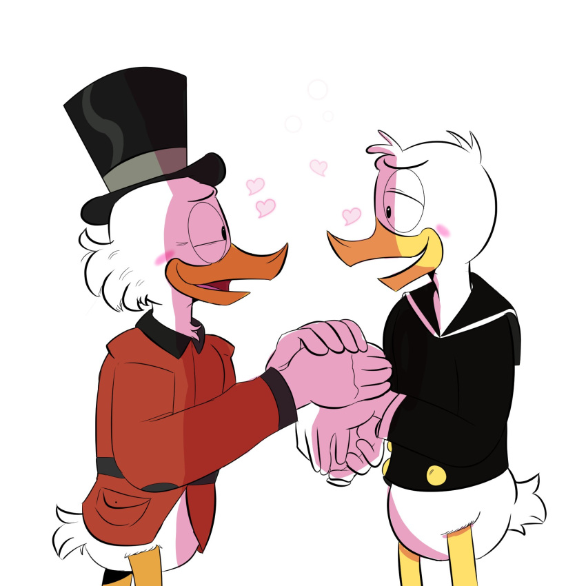 &lt;3 age_difference anatid anseriform anthro avian bird disney donald_duck duck ducktales ducktales_(2017) duo hand_holding hi_res incest_(lore) male male/male older_male scrooge_mcduck sinfulbearrings younger_male