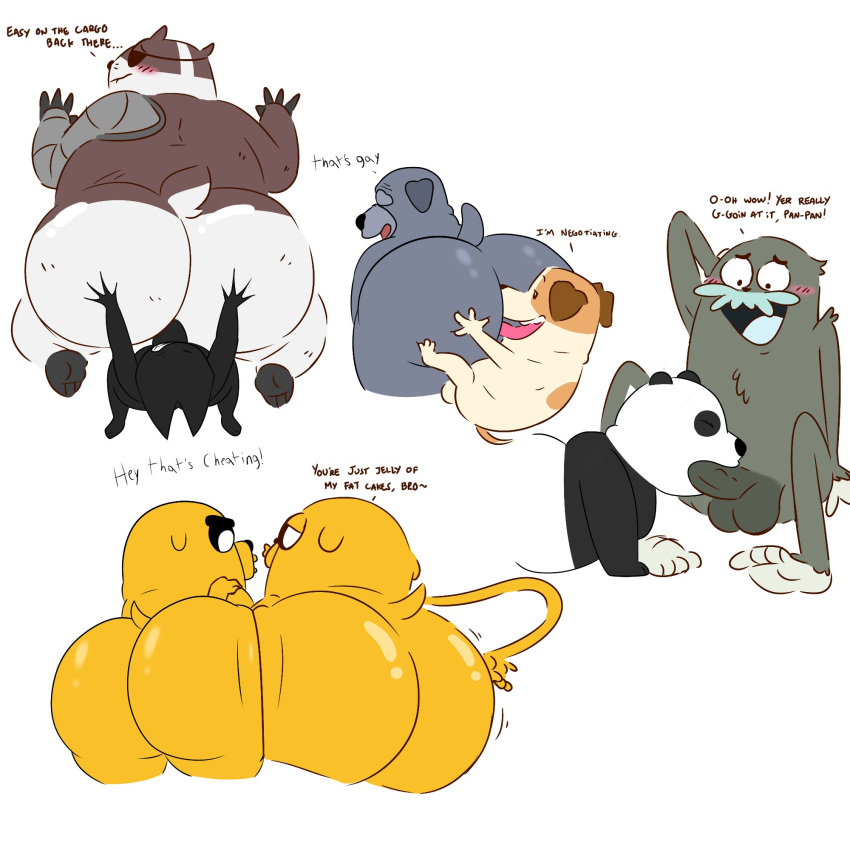 adventure_time anal anthro badger badgerclops balls bear blush butt cartoon_network domestic_cat erection felid feline felis fellatio genitals giant_panda group hi_res jake_the_dog leothelionel male male/male male_penetrated male_penetrating male_penetrating_male mammal mao_mao:_heroes_of_pure_heart mustelid musteline oral panda_(wbb) penetration penile penis rimming sex sheriff_mao_mao_mao size_difference small_dom_big_sub we_bare_bears zipzapzipper