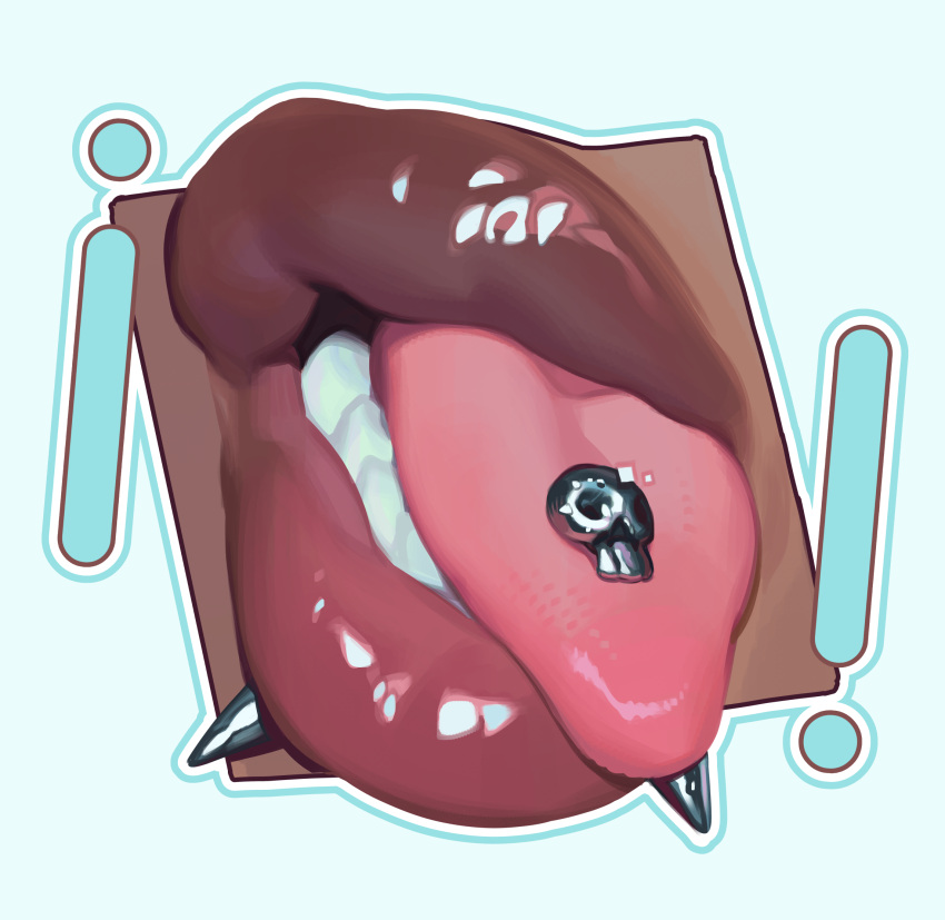 ! !! 1other ambiguous_gender brown_lips dark_skin gloss highres lip_piercing lips lipstick lower_teeth_only makeup open_mouth original piercing teeth tongue tongue_out tongue_piercing