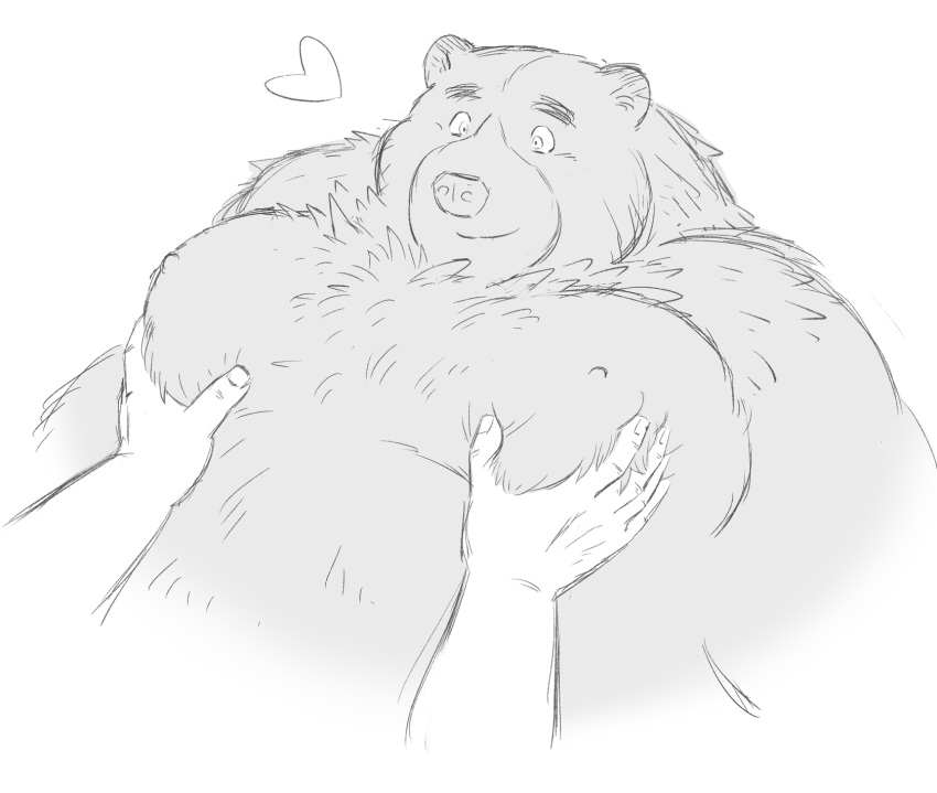 &lt;3 2023 anthro bear blush duo gadoran hi_res kemono male mammal moob_grab moobs overweight overweight_male simple_background solo_focus