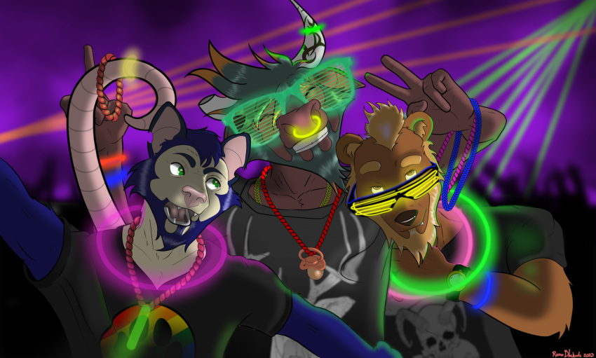 anthroexpo bear bovid bovine cattle glowstick hi_res mammal party possom rave wossom