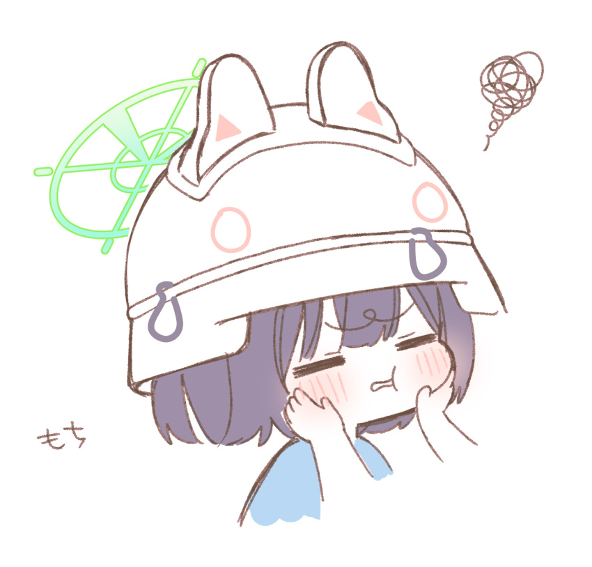 1girl animal_ears blue_archive blue_eyes halo helmet highres purple_hair rabbit_ears saki_(blue_archive) short_hair simple_background sorakuu white_background white_helmet