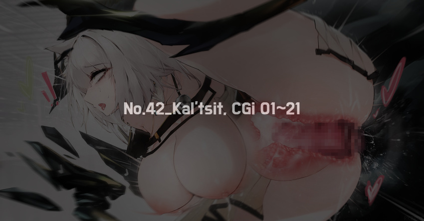 ! !! 1girl anal animal_ears animal_penis arknights belt bestiality breasts censored clothes_lift cum cum_in_ass ejaculation fang green_eyes hanging_breasts highres kal'tsit_(arknights) knotted_penis knotting lactation large_breasts looking_back mosaic_censoring navel nipples open_mouth penis rkzrok rolling_eyes sex sex_from_behind sideways_glance solo_focus stethoscope white_hair x-ray