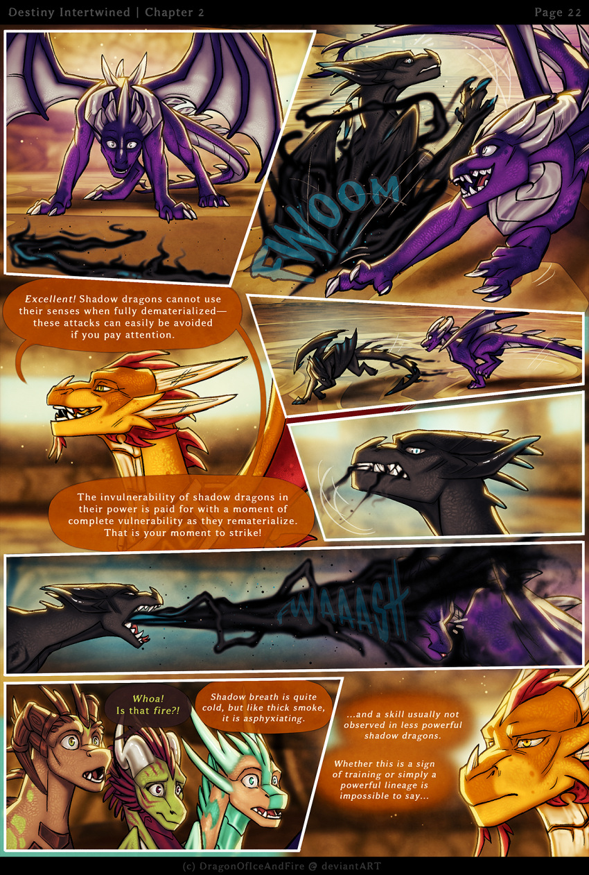 2022 activision amberius black_body breath_powers brown_body cerau colored comic dialogue dialogue_box dragon dragonoficeandfire english_text female feral fight green_body group hayze_(dragonoficeandfire) hi_res horn male malefor onomatopoeia orange_body purple_body quadruped quarris scalie sound_effects speech_bubble spyro_the_dragon teeth terin_(dragonoficeandfire) text western_dragon wings