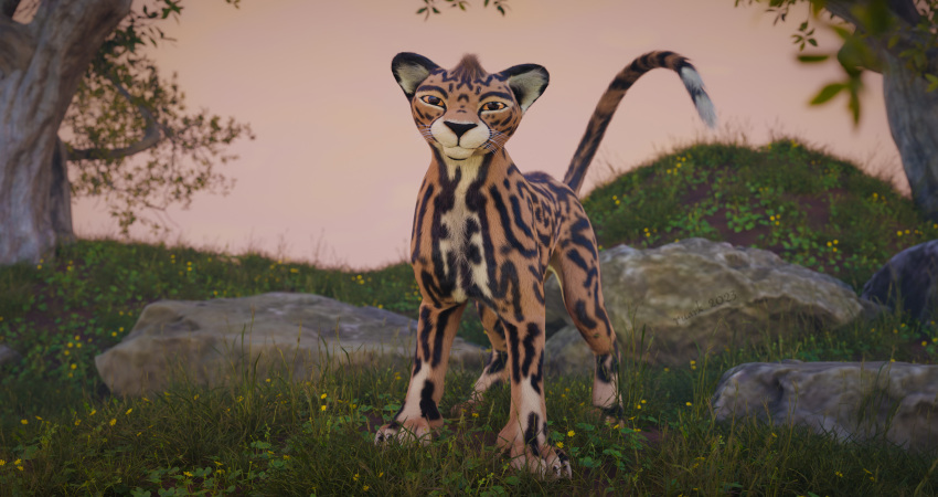 3d_(artwork) 3danimal 3dbigcat 3dcat 3dcheetah 3dfeline bigcat cheetah digital_media_(artwork) domestic_cat felid feline felis feral fur grass hi_res kingcheetah male mammal natural nature plant rock ruark solo sunrise sunset