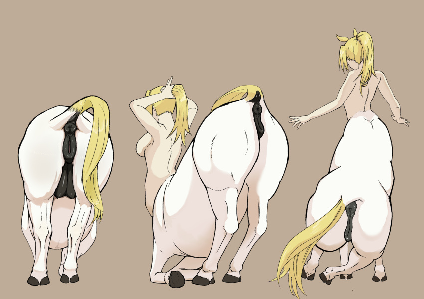 absurd_res anatomically_correct anatomically_correct_genitalia animal_genitalia anus blonde_hair centaur crotch_breasts equid equid_taur equine female genitals hair hi_res horse humanoid_taur machetlily mammal mammal_taur pussy solo taur