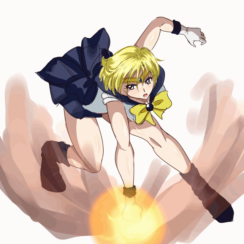 1girl animated animated_gif ass bishoujo_senshi_sailor_moon blonde_hair blue_eyes blue_skirt blush breasts gloves highres large_breasts m.i.y miniskirt nipples open_mouth sailor_senshi_uniform sailor_uranus short_hair skirt solo ten'ou_haruka tiara white_gloves