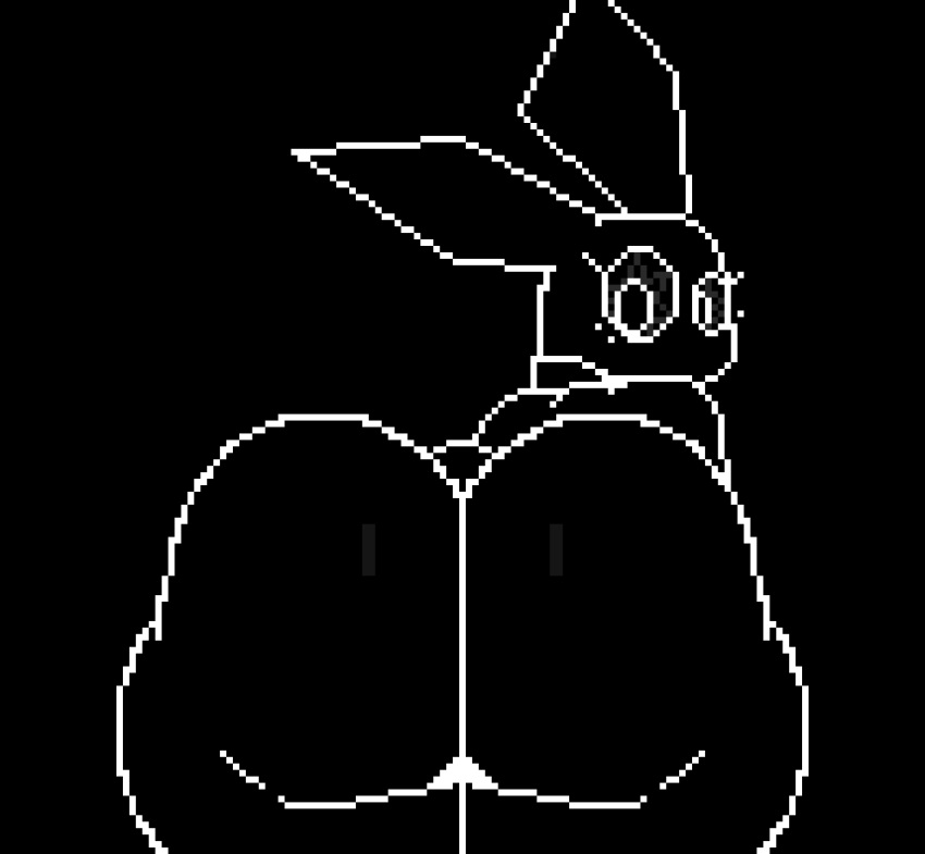 2023 2d_animation animated anthro anus bent_over big_butt big_ears black_and_white black_body black_eyes butt butt_focus eocvevo eyelashes female huge_butt lagomorph leporid looking_back loop mammal monochrome no_sound rabbit scut_tail short_playtime short_tail solo sony_corporation sony_interactive_entertainment tail twerking vib-ribbon vibri