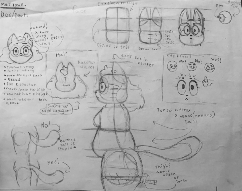 absurd_res beanwater big_butt breasts butt chubby_female ear_piercing english_text eyebrows eyewear felid feline female glasses hair hi_res mammal marlowe(beanwater) model_sheet monochrome piercing simple_background slightly_chubby solo tail text thick_thighs