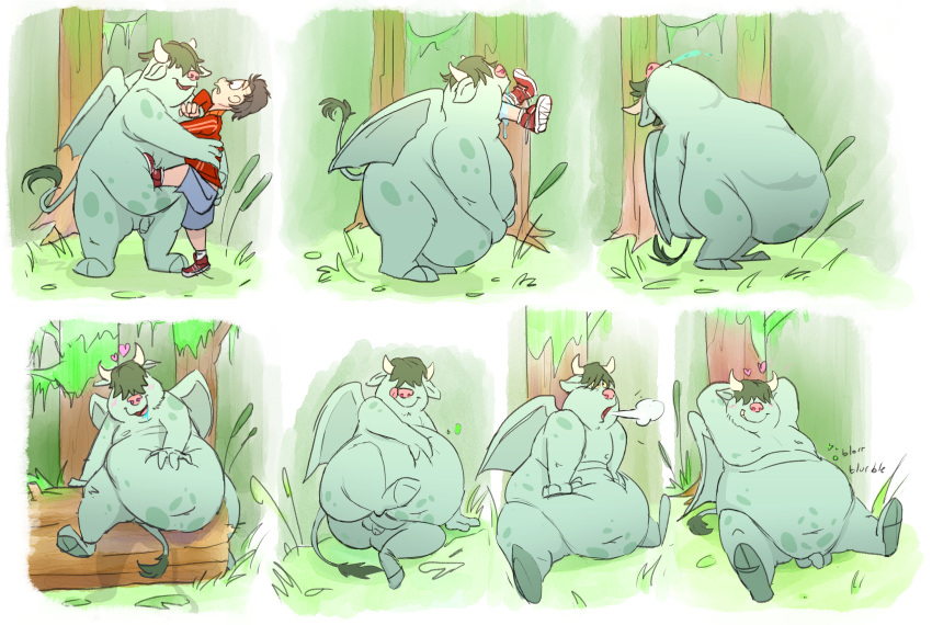 cirro_(artist) duo fantasy forest forest_background game_over gameplay_mechanics hi_res human male male/male mammal nature nature_background oral_vore overweight plant same_size_vore tree troll videogame_setting vore