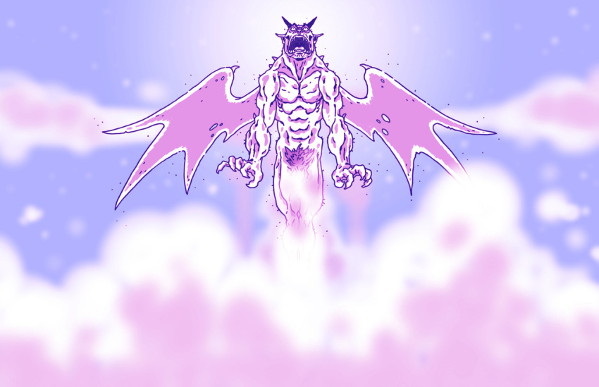 balls censored cloud daveofthedead demon fangs genitals horn humanoid male monster nude pecs penis pubes sharp_teeth solo teeth wings