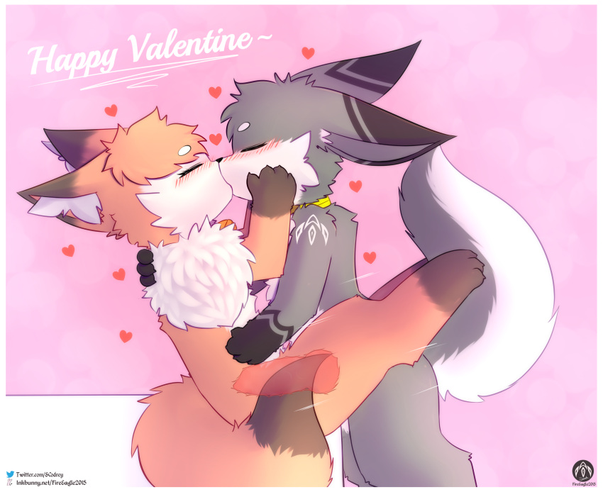 &lt;3 absurd_res anthro bell canid canine collar duo female fox genitals hand_on_face hi_res holidays internal iradeon kissing love male male/female mammal nia_(senz) penis sean_(senz) senz sex sitting standing text thrusting valentine's_day