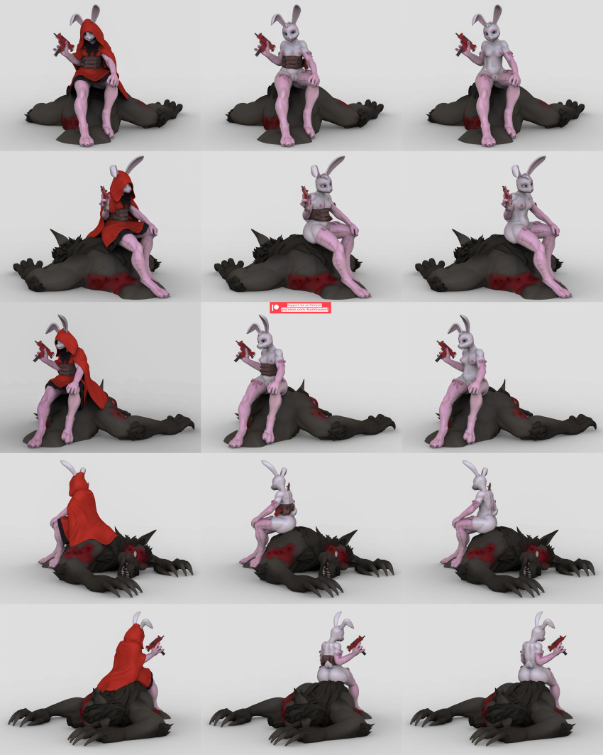 absurd_res anthro bambookat canid canine canis duo fairy_tales female hi_res huge_filesize lagomorph leporid little_red_riding_hood little_red_riding_hood_(copyright) mammal rabbit superabsurd_res wolf