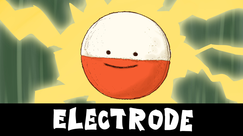 16:9 2020 ambiguous_gender black_eyes colored digital_drawing_(artwork) digital_media_(artwork) ditto_(pokemon) ditto_face electricity electrode english_text ergomancy feral generation_1_pokemon green_background hi_res looking_at_viewer nintendo pokemon pokemon_(species) shaded simple_background simple_face smile solo species_name text white_text widescreen