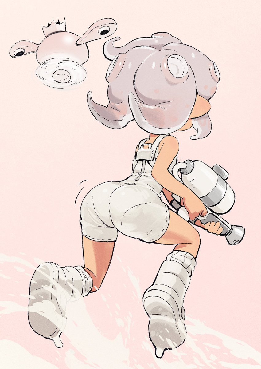 2023 agent_8_(splatoon) animal_humanoid butt butt_focus cephalopod cephalopod_humanoid colo female hi_res holding_object holding_weapon humanoid humanoid_pointy_ears machine marine marine_humanoid mollusk mollusk_humanoid nintendo octarian octoling pearl_(splatoon) pearl_drone pseudo_hair robot solo_focus splatoon splatoon_3 splatoon_3:_side_order tentacle_hair tentacles weapon