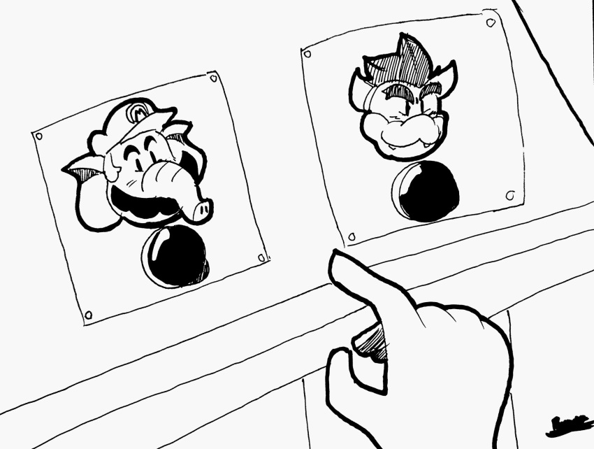 bowser elephant elephant_mario elephantid hi_res humor koopa male mammal mario_bros meme monochrome nintendo proboscidean raynape80 scalie super_mario_bros_wonder