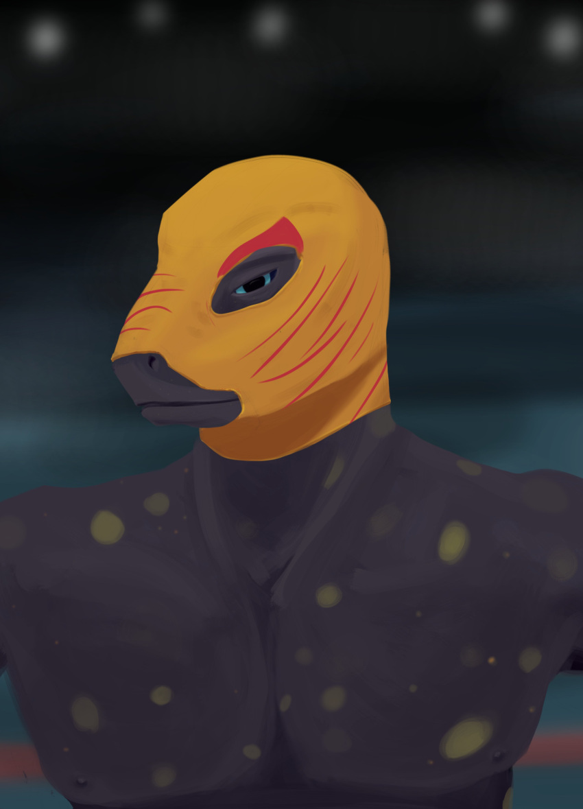 absurd_res amphibian anthro cape_escape hi_res laputan_machine lucha_libre_mask luchador male manifesto mask pecs salamander solo sports_mask sportswear spots wrestler wrestling_mask