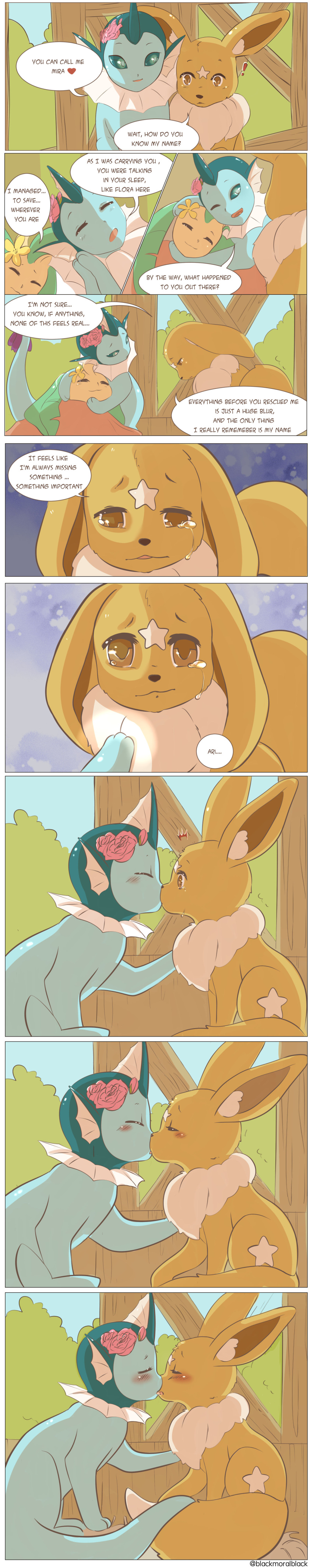 &lt;3 absurd_res blackmoralblack cuddling duo eevee eeveelution female feral generation_1_pokemon hi_res kissing long_image love male male/female mira_(blackmoralblack) nintendo pokemon pokemon_(species) sitting tail tail_hug tall_image vaporeon