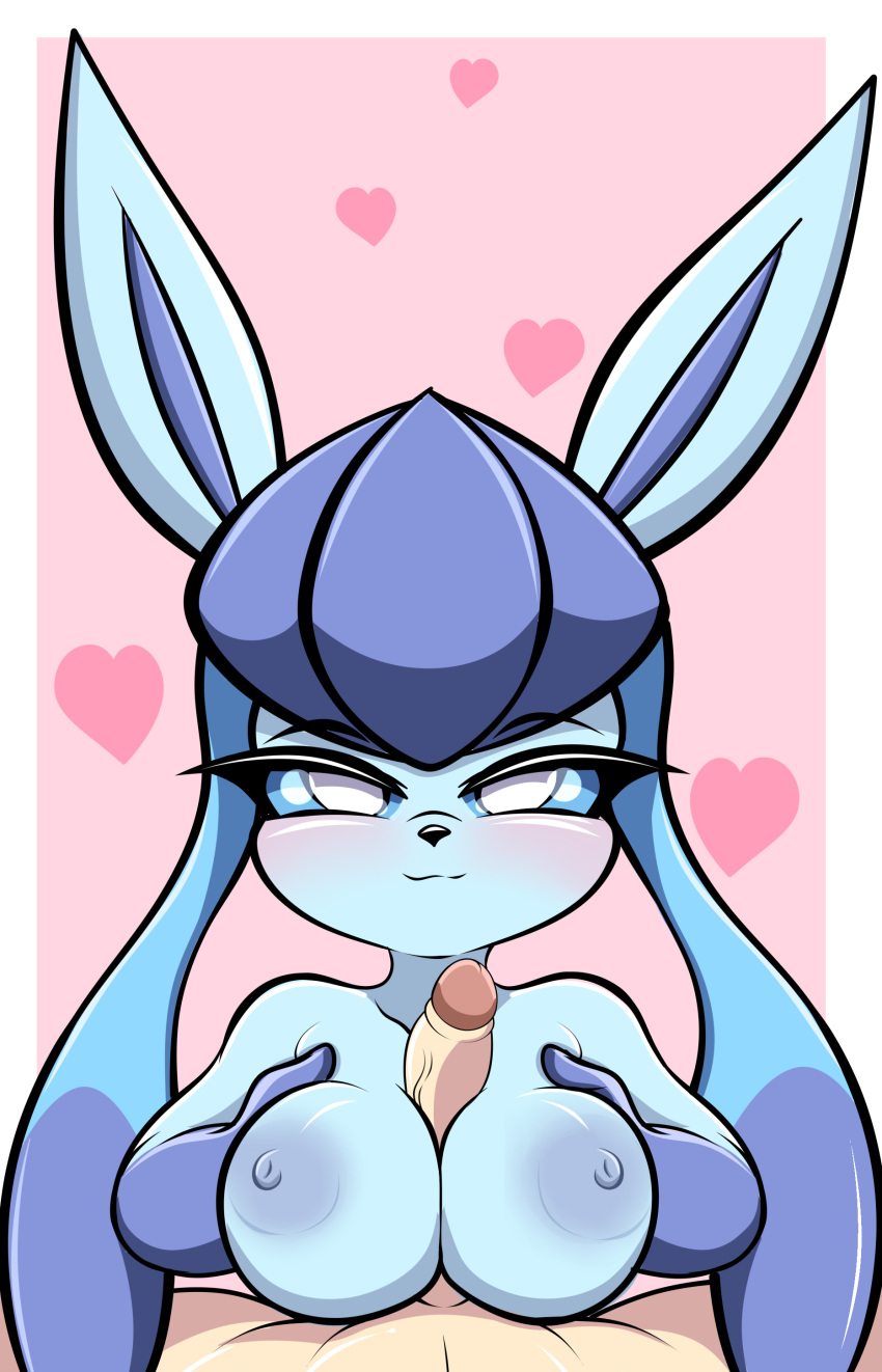 absurd_res anthro breast_play breasts duo eeveelution female generation_4_pokemon glaceon hi_res male male/female masturbation nintendo pokemon pokemon_(species) sex titfuck xdragoncam