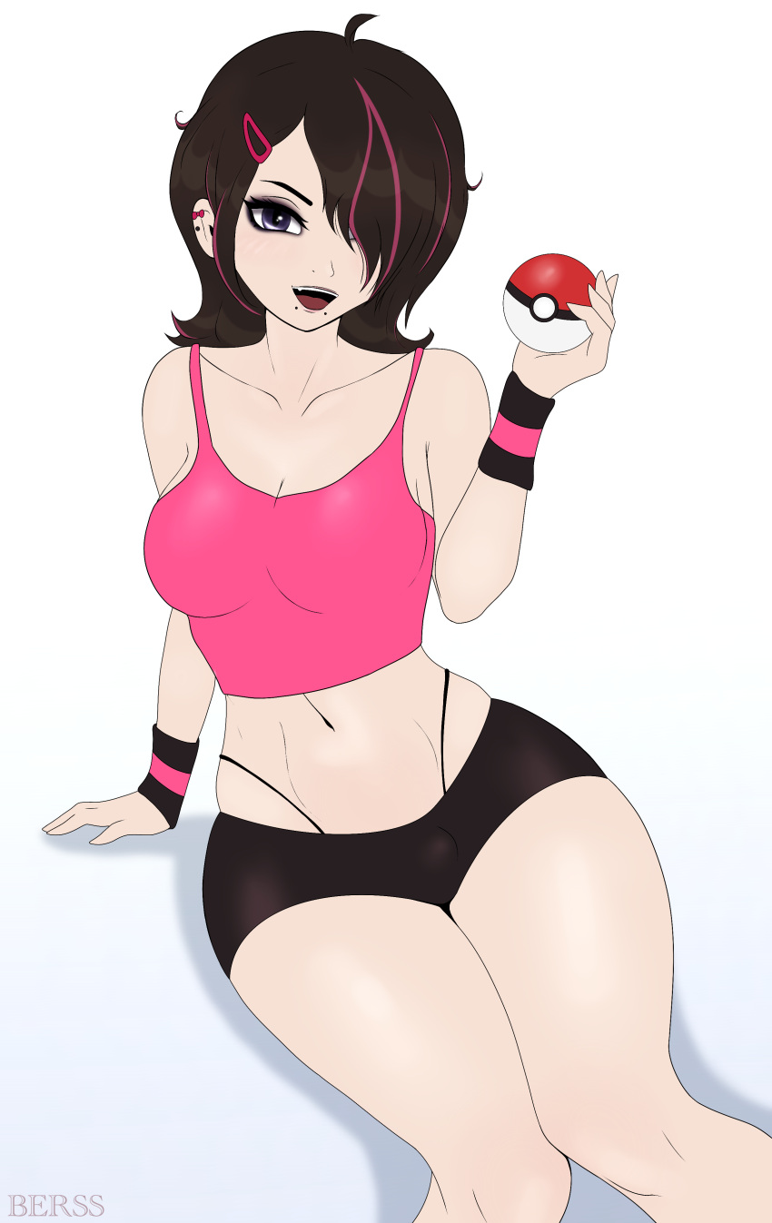 absurd_res berss breasts bulge clothed clothing emo flat_colors gynomorph hi_res human human_only intersex mammal nintendo not_furry pokeball pokemon solo thong underwear