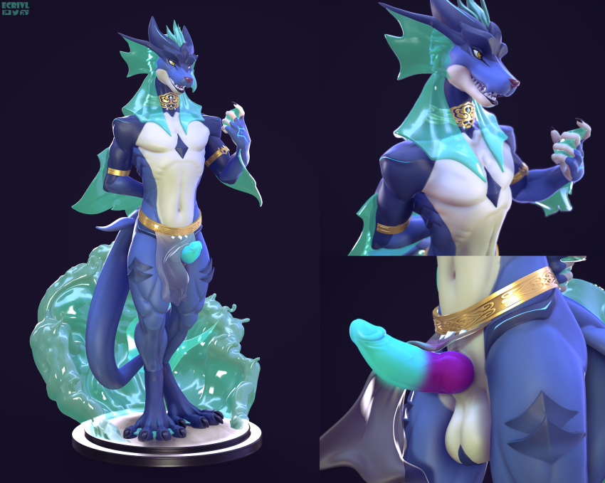 3d_(artwork) anthro aquatic_dragon armwear balls beckoning bottomwear bottomwear_aside choker clothing clothing_aside digital_media_(artwork) dragon ecrivl erection fin fin_frill frill_(anatomy) genitals gesture hand_tattoo hi_res humanoid inviting inviting_to_fuck jewelry kai_(kaislair) kaislair loincloth loincloth_aside loincloth_only male marine masked_dragon membrane_(anatomy) necklace penis shark_tail solo unusual_anatomy unusual_genitalia water