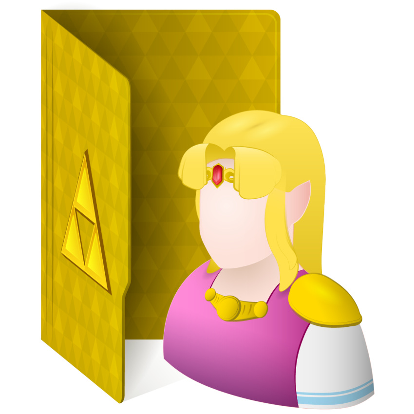 blonde_hair faceless faceless_female folder highres icon_(computing) non-web_source the_legend_of_zelda transparent_background triforce