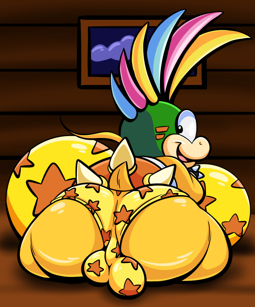 absurd_res anthro ball bracelet bulge butt clothing hi_res jewelry koopa koopaling lemmy_koopa looking_back male mario_bros nintendo presenting presenting_hindquarters scalie shell solo spiked_bracelet spiked_shell spikes spikes_(anatomy) tepigfan101 underwear