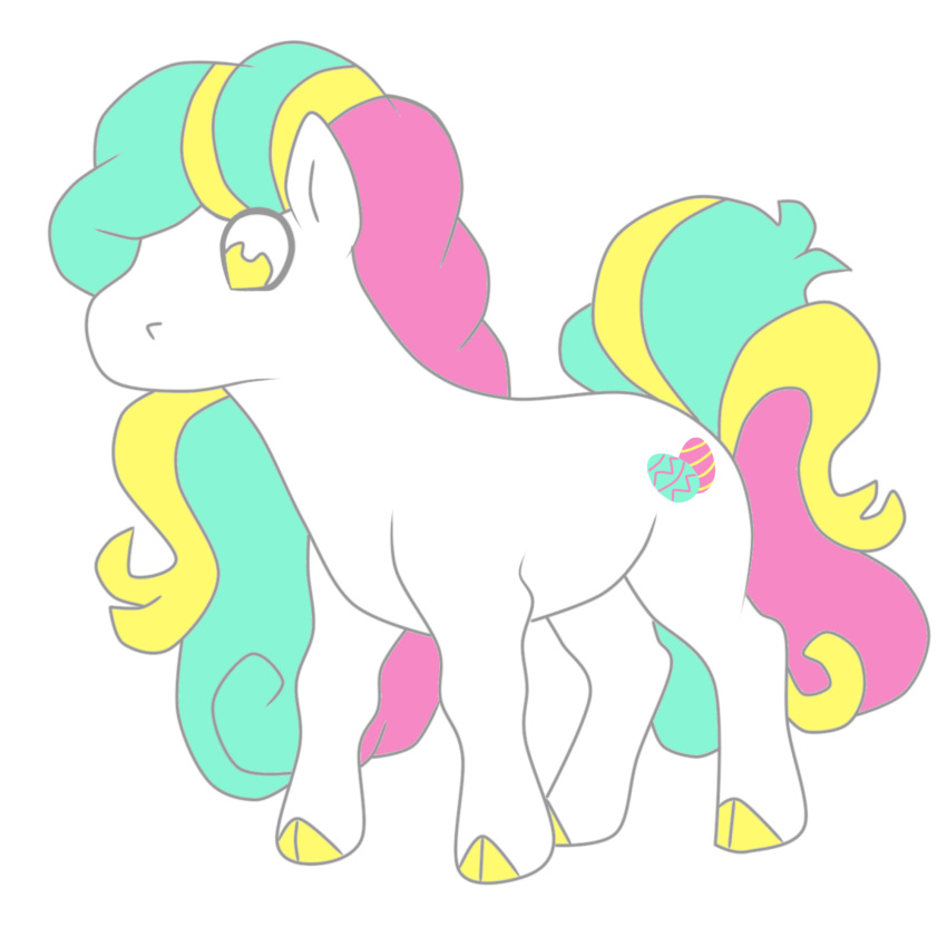 ambiguous_gender anonymous_artist cutie_mark easter easter_egg egg equid equine feral fur hair hasbro hi_res holidays hooves horse mammal multicolored_body multicolored_fur multicolored_hair my_little_pony pony simple_background solo white_background white_body white_fur