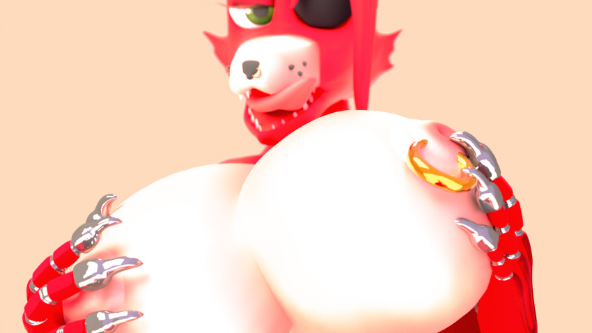 16:9 3d_(artwork) animatronic anthro big_breasts blender_(software) breasts digital_media_(artwork) female five_nights_at_freddy's foxy_(fnaf) hi_res looking_at_viewer machine nipples nude reshsfm robot scottgames simple_background solo widescreen