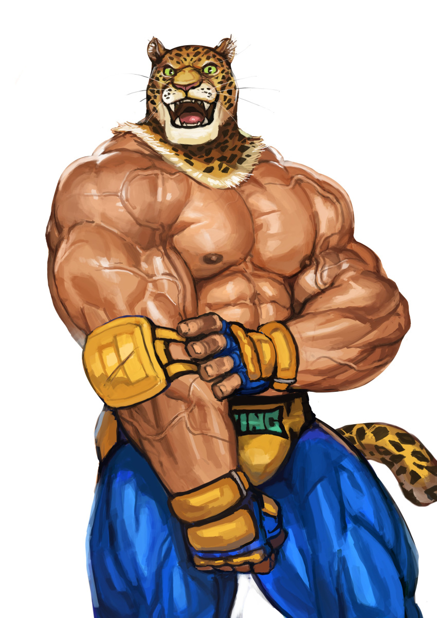 abs absurd_res animal_mask anthro bandai_namco biceps big_muscles clothed clothing felid flexing hi_res human humanoid jaguar king_(tekken) male mammal mask muscular muscular_male nipples pantherine pecs presenting solo tekken traver009 vein veiny_muscles wrestler