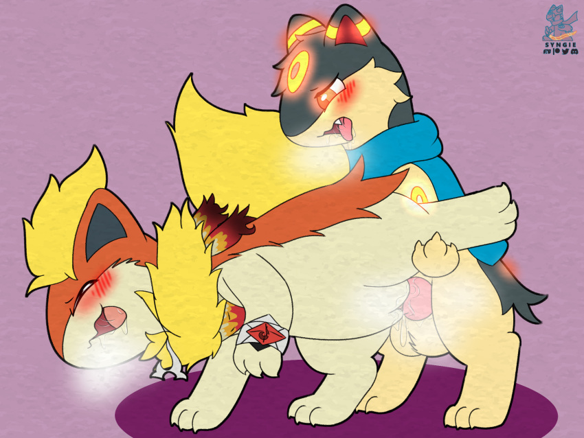 eeveelution female flareon generation_1_pokemon generation_2_pokemon hi_res hybrid_pokemon male male/female musk_clouds nintendo pokemon pokemon_(species) quilava synge syngie_(artist) umbreon vaginal