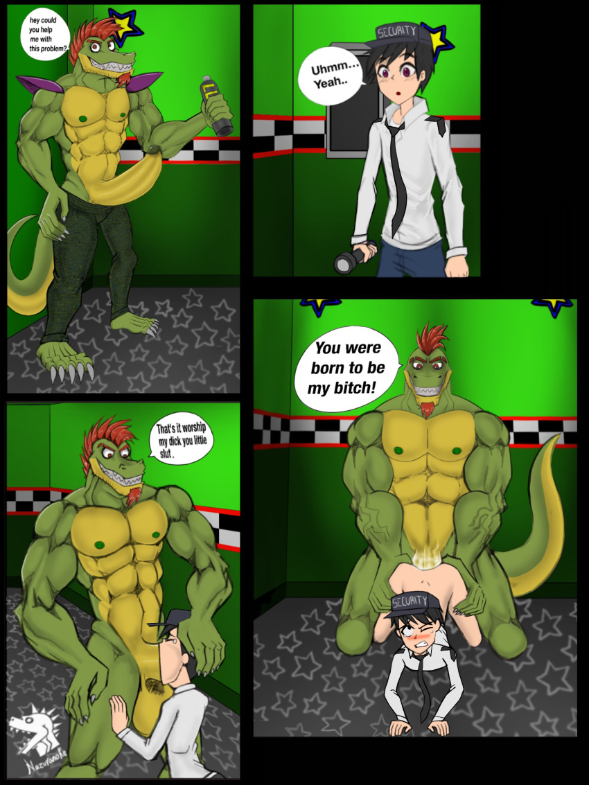abs age_difference alligator alligatorid anal anal_penetration anthro anthro_dominating_human anthro_penetrating anthro_penetrating_human balls beard big_balls big_butt big_dom_small_sub big_muscles big_penis black_hair blush butt canon_x_oc crocodilian dominant dominant_anthro dominant_male duo english_text erection facial_hair five_nights_at_freddy's five_nights_at_freddy's:_security_breach genitals green_body hair hi_res holding_partner huge_penis human human_on_anthro human_penetrated interspecies larger_anthro larger_male looking_pleasured male male/male male_penetrated male_penetrating male_penetrating_male mammal markdeth montgomery_gator_(fnaf) multicolored_body muscular muscular_anthro muscular_male nazuranoke older_anthro older_dom_younger_sub older_male older_on_young oral oral_penetration penetration penile penile_penetration penis penis_in_ass red_hair reptile scalie scottgames sex sharp_teeth signature size_difference smaller_human smaller_male smaller_penetrated steel_wool_studios submissive submissive_human submissive_male teeth text yellow_body younger_human younger_male younger_penetrated