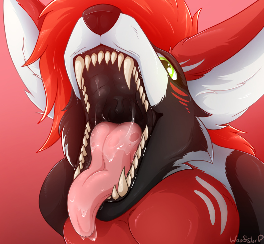 anthro anthro_female anthro_pred black_internal bodily_fluids breasts canid canine canine_hybrid cinder_(marley_n_friends) dragon dragon_hybrid drooling fangs female female_pred fur get_in green_eyes hair hi_res imminent_oral imminent_oral_vore imminent_vore inviting inviting_to_oral long_tongue mammal mouth_shot multicolored_body multicolored_ears multicolored_fur open_mouth pink_tongue presenting_mouth red_body red_fur red_hair saliva saliva_on_tongue saliva_string solo teeth tongue tongue_out uvula vore woofslorp