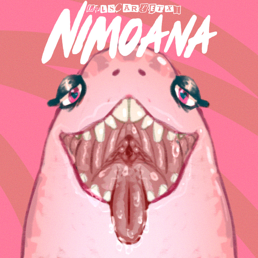 &lt;3 &lt;3_eyes absurd_res anthro bedroom_eyes big_teeth bodily_fluids drooling female fish hi_res huge_filesize lolscarletxi marine mouth_shot narrowed_eyes nimona nimona_(nimona) open_mouth saliva seductive shark slobber teeth throat tongue