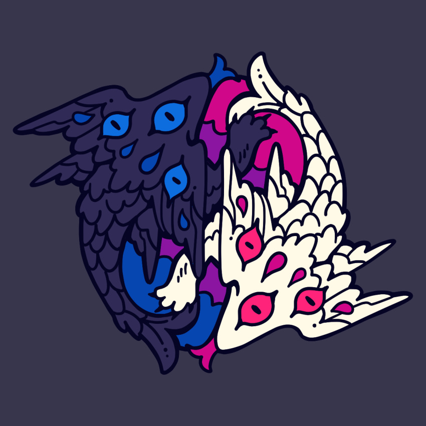 1:1 3_eyes 4_wings ambiguous_gender angel biblically_accurate_angel bisexual_pride_colors black_body black_feathers black_fin black_scales black_wings blue_tongue bodily_fluids claws duo feathers feral fin fish forked_tongue hi_res hybrid lgbt_pride mammal marine multi_eye multi_wing paws pink_tongue pride_colors pupils scales slit_pupils tail tail_fin tears tongue ultrainfinitepit white_body white_feathers white_fin white_scales white_wings wings