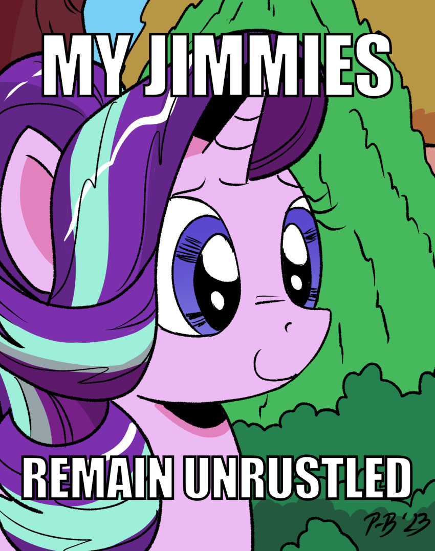 absurd_res blue_eyes english_text equid equine friendship_is_magic hair hasbro hi_res horn image_macro jimmies_ruslted mammal meme my_little_pony pony-berserker purple_hair smile solo starlight_glimmer_(mlp) text unicorn