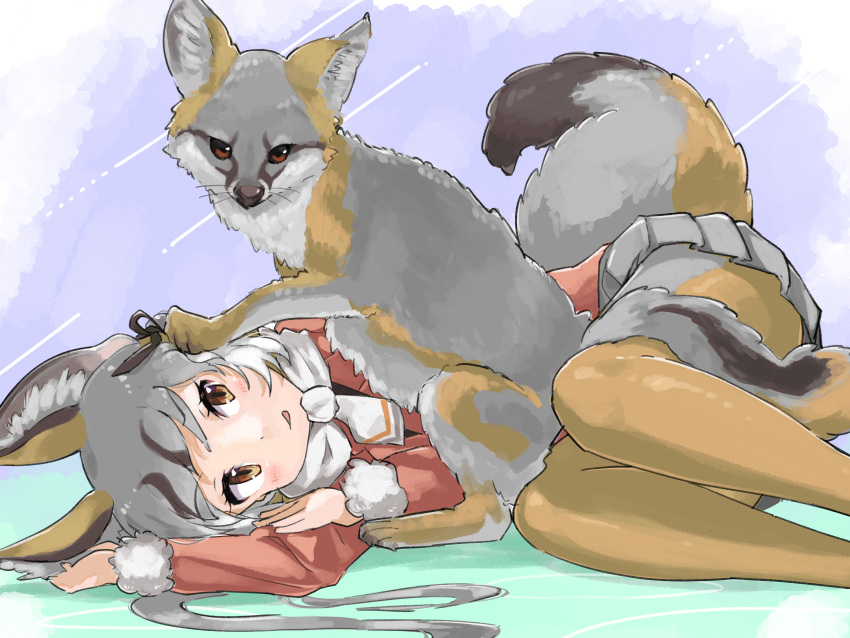 absurd_res ambiguous_gender animal_humanoid canid canid_humanoid canine canine_humanoid clothed clothing duo female feral fox_humanoid hi_res humanoid island_fox island_fox_(kemono_friends) iwafish kemono_friends mammal mammal_humanoid urocyon