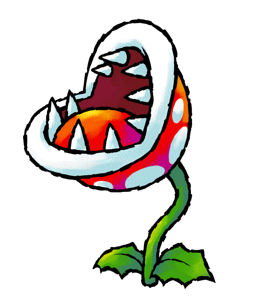 absurdres carnivorous_plant highres leaf mario_(series) no_humans official_art open_mouth piranha_plant plant sharp_teeth simple_background solo teeth white_background yoshi's_island_ds
