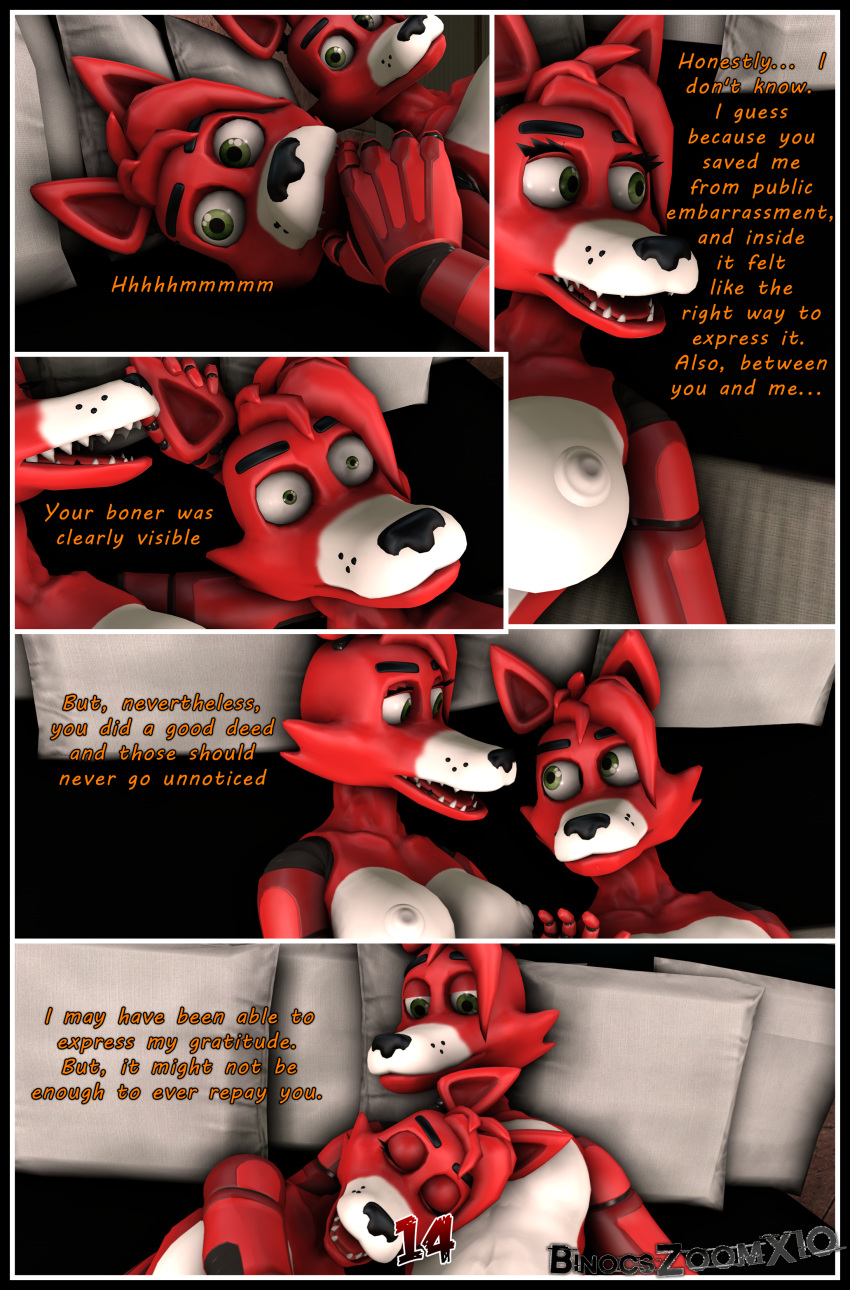 3d_(artwork) absurd_res animatronic anthro big_breasts binocszoomx10 breasts canid canine crossgender digital_media_(artwork) duo english_text female five_nights_at_freddy's fox foxy_(fnaf) hi_res machine male male/female mammal nipples robot scottgames selfcest shocked_expression smile source_filmmaker square_crossover text