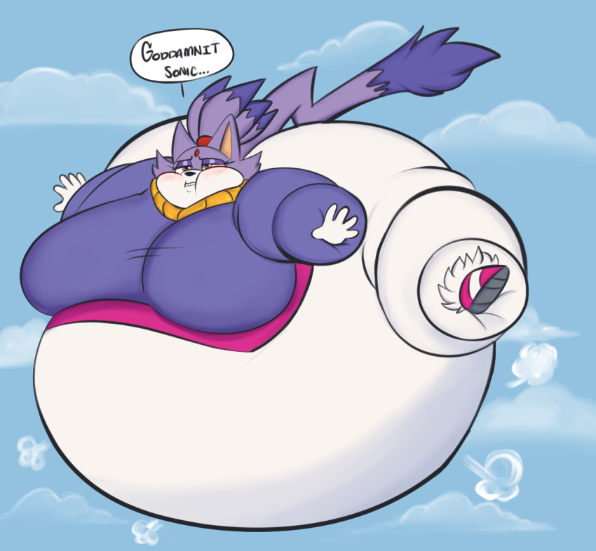2023 air_inflation anthro belly belly_expansion belly_inflation big_belly big_breasts big_butt blaze_the_cat body_inflation bottomwear breast_expansion breasts butt butt_expansion clothing cloudscape colored digital_media_(artwork) english_text expansion felid feline female floating footwear hair honeycoves huge_breasts huge_butt hyper hyper_belly immobile inflation inflation_fetish mammal mobian_cat pants puffed_cheeks purple_body purple_clothing purple_hair purple_topwear red_clothing red_footwear red_hairband red_shoes sega shaded shoes sky solo sonic_the_hedgehog_(series) speech_bubble text tight_clothing topwear white_bottomwear white_clothing white_pants