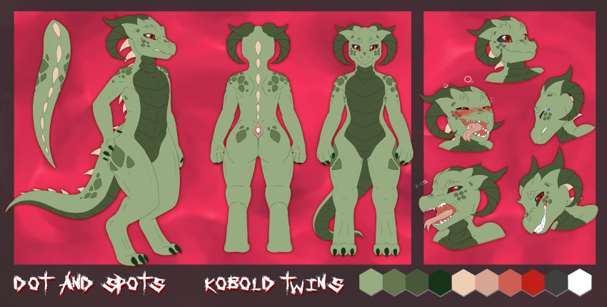 anthro dot_vice_(chesey55) female green_body green_scales hi_res kia_wolf kobold lizard model_sheet reptile scales scalie solo spots_vice_(chesey55)